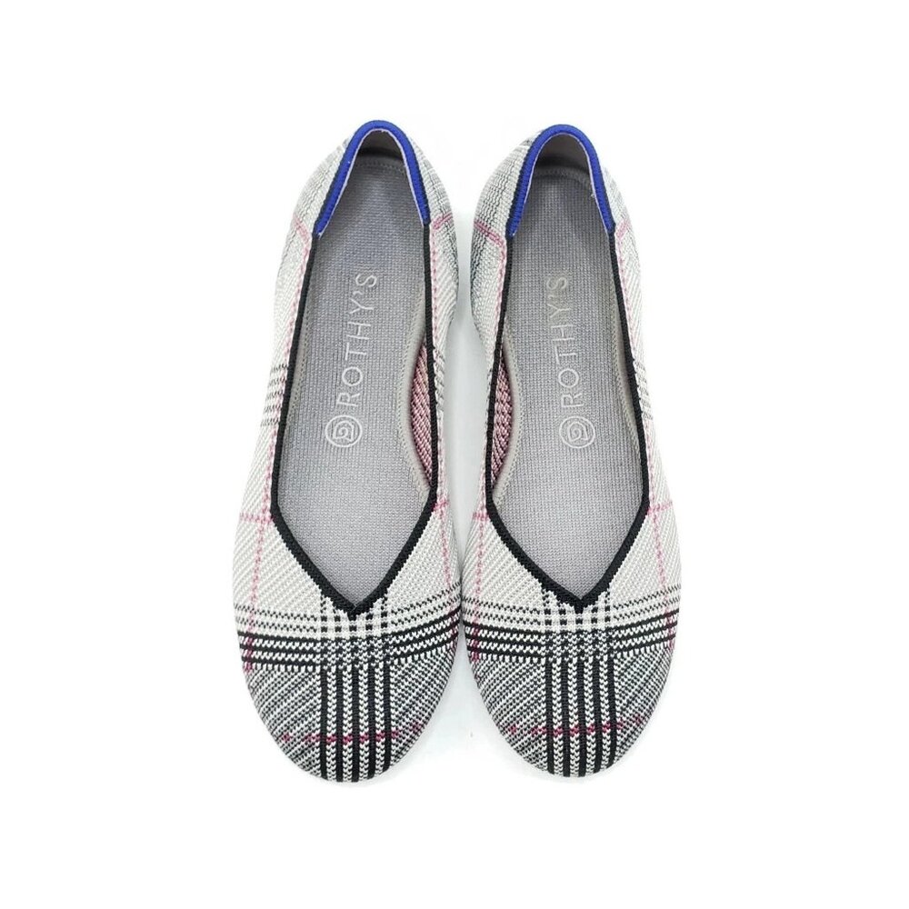 Rothys The Flat Glen Plaid Knit Womens Ballet Flats Retired Shoes Size 9.5